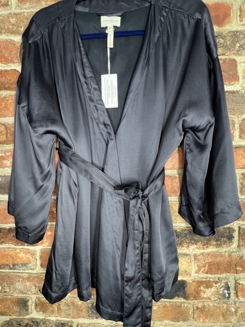 Laude The Label Womens Top Black Kimono Wrap